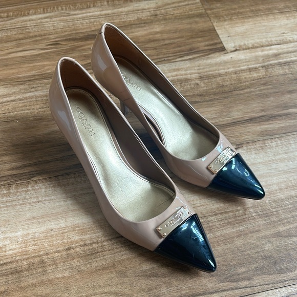 Coach Shoes - Women’s Coach Heels Zan Patent Warm Blush/Black Size 7.5